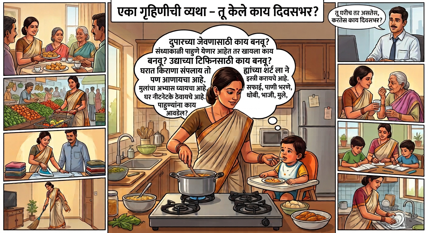 गृहिणीच्या अदृश्य कष्टांची कहाणी