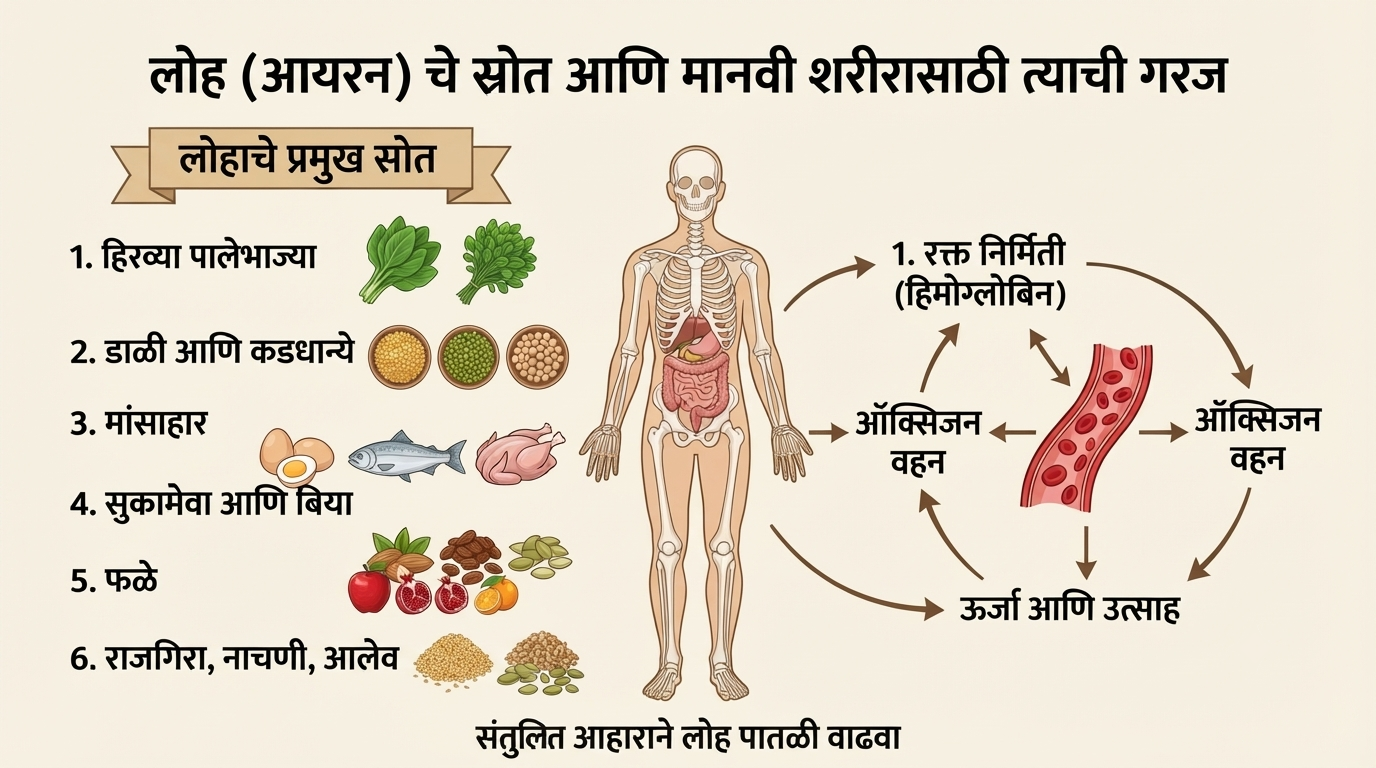 आयरन (लोह) — शरीराची ऊर्जा, रक्ताची शुद्धता आणि चैतन्याचा स्त्रोत