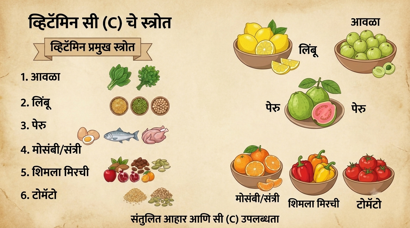 व्हिटॅमिन सी' — रोगप्रतिकारशक्तीचा कणा, त्वचा आणि लोहाच्या शोषण,साठी एक अमृतघटक